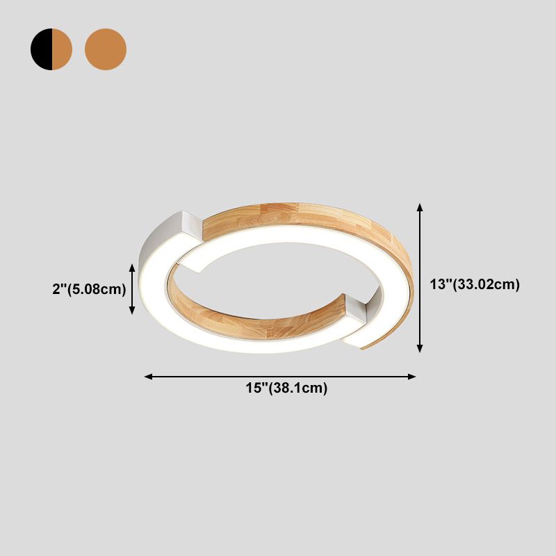 Luminaire de plafond encastré en bois, plafonnier LED moderne pour salle à manger
