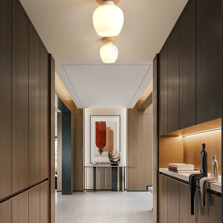 Luminaire de plafond à abat-jour blanc, montage encastré en verre moderne pour chambre à coucher
