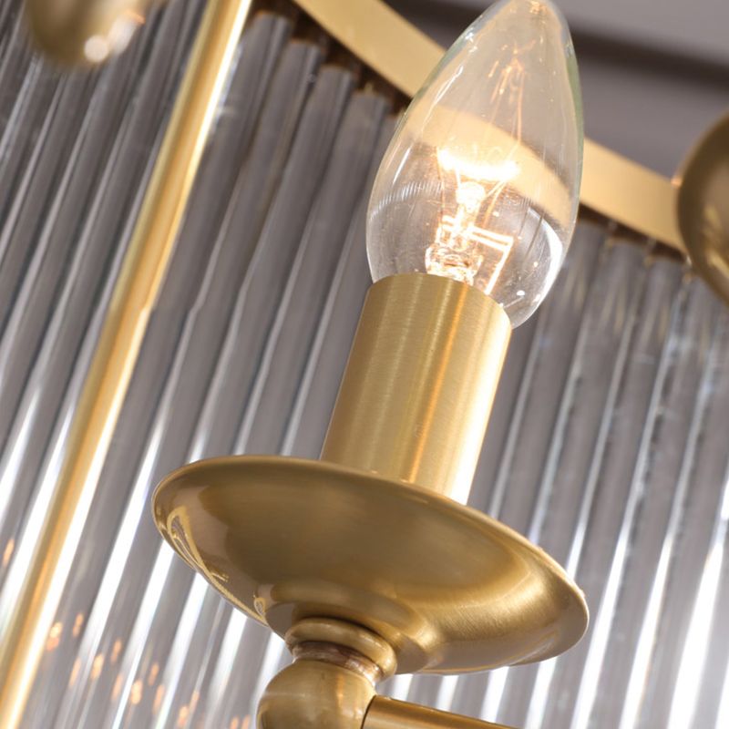 Copper Chandelier Light Fixtures American Style Multi-Head Drum Suspension Lamps for Living Room