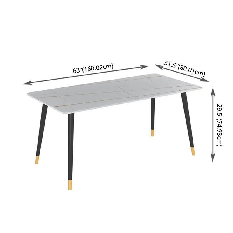 Modern Kitchen Sintered Stone Dining Set Rectangular Standard Dining Set in White