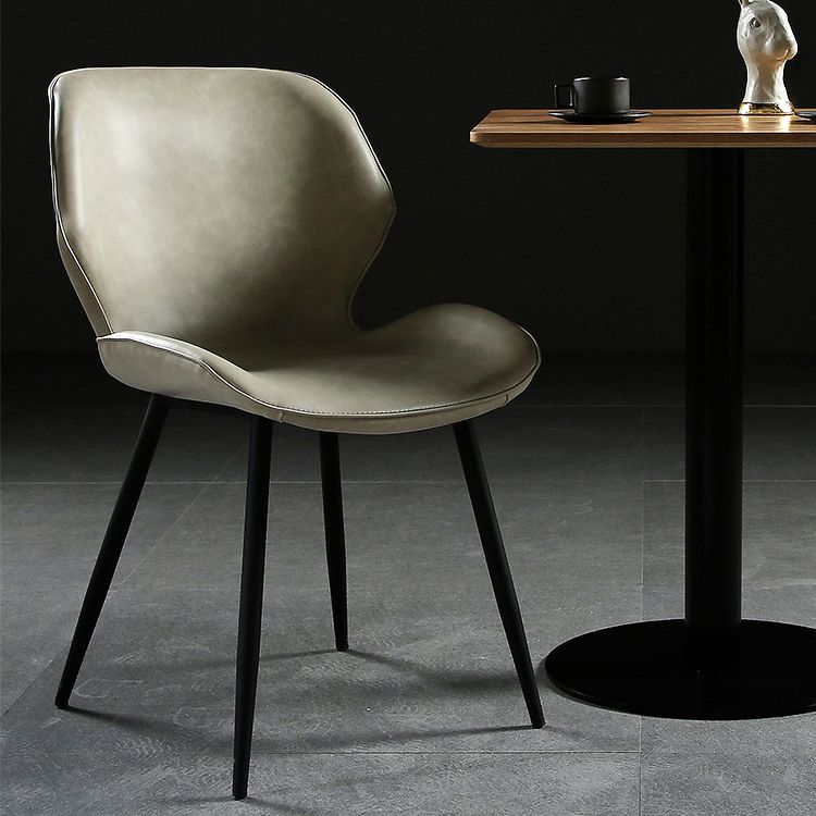 PU Leather Scandinavian Side Chair Wingback Matte Finish Dining Chair(Set of 4)