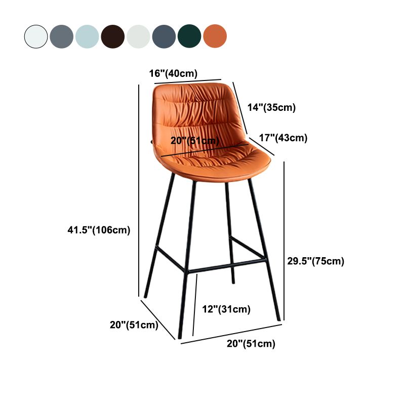 Contemporary Style Bar Stool PU Leather Counter Bar Stool with Metal Legs for Home