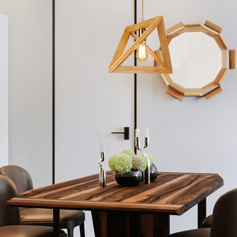 Dreiecks-Esszimmer Suspension anheizt helles Holz 1-Licht minimalistische Deckenbehandlung