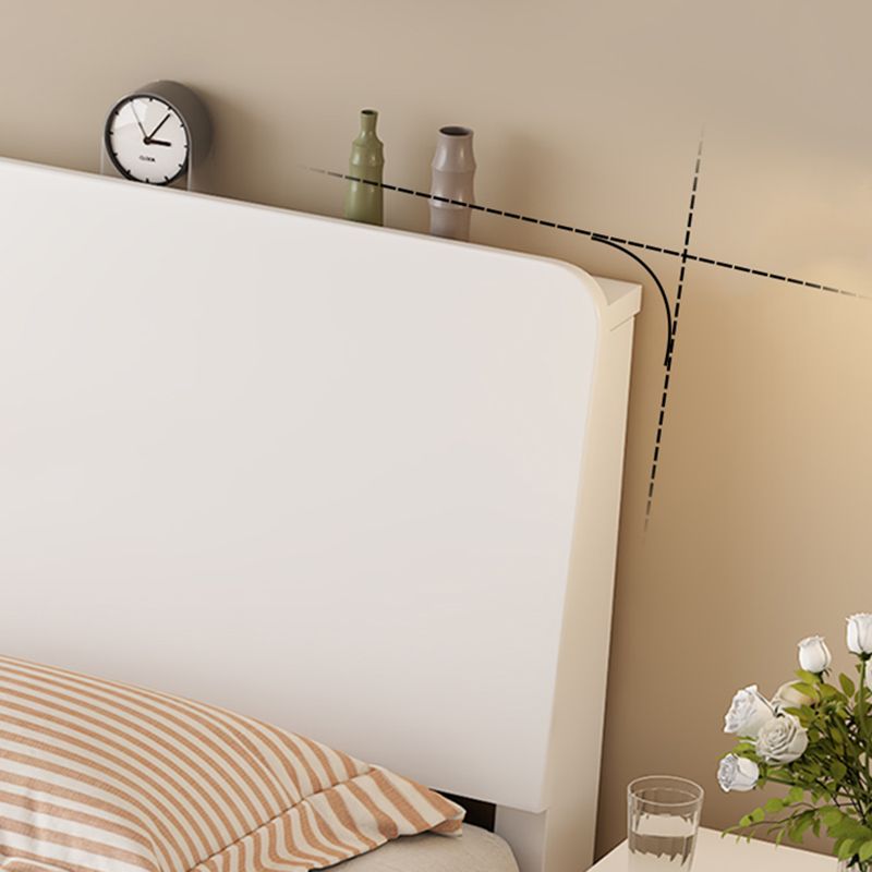 Solid Wood Standard Bed Modern White Bed Frame with Headboard