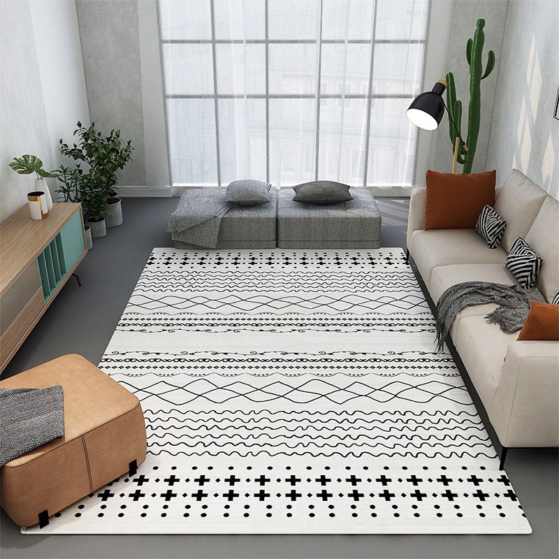 Boho Seamless Patterned Rug Multi-Color Synthetics Carpet Anti-Slip Stain Resistant Machine Washable Rug for Living Room