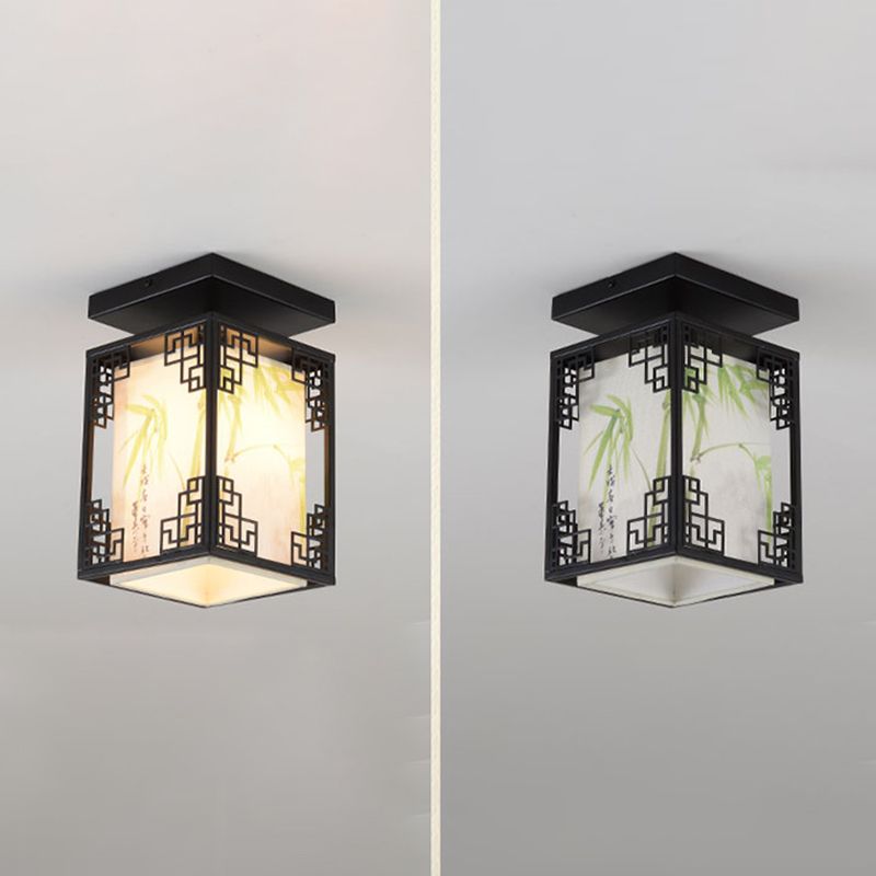 Fabric Close to Ceiling Lighting Rectangle Traditional Ceiling Flush Mount Light