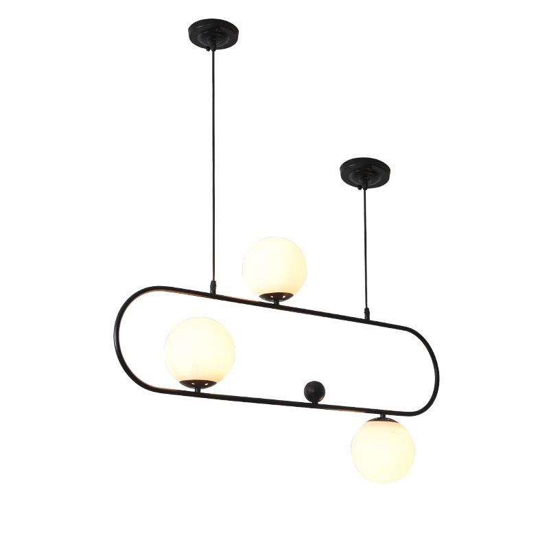 Modern Minimalism Ellipse Shape Island Pendant Lighting Globe Glass Island Ceiling Light for Living Room