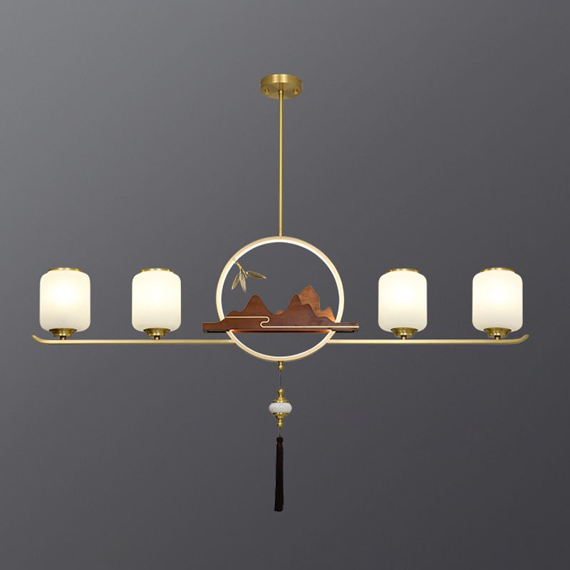 Éclairage d'éclairage de l'île Cylinder 5 Éclairage d'îlot de cuisine léger avec une teinte en verre