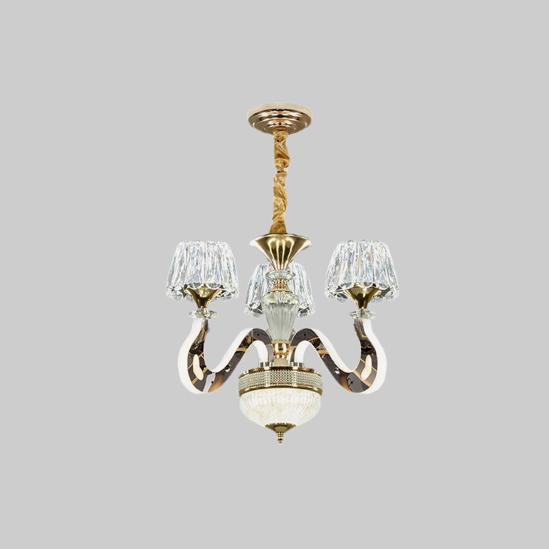 Conical Clear Crystal Hanging Light Kit Moderne 3/5 Köpfe Schlafzimmer LED Kronleuchter Anhängerlampe