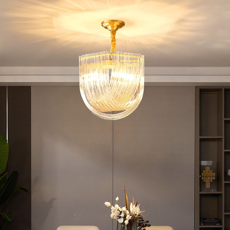 Moderne stijl kroonluchter koperen minimalisme hangend licht met kristal voor woonkamer