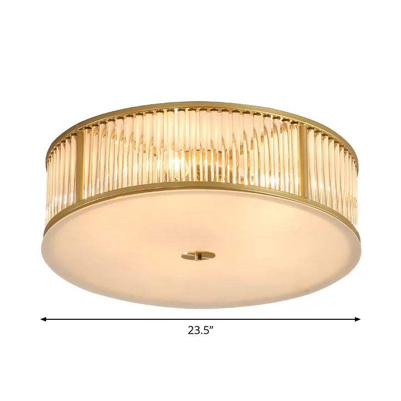 Eenvoud Drum Inbouwverlichting 4/5/6-kops Kristallen staafplafondlamp in goud