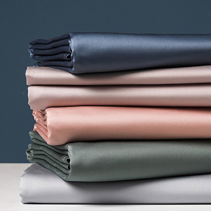 Solid Color Fitted Sheet Standard Pocket Bed Sheet Breathable Sheet