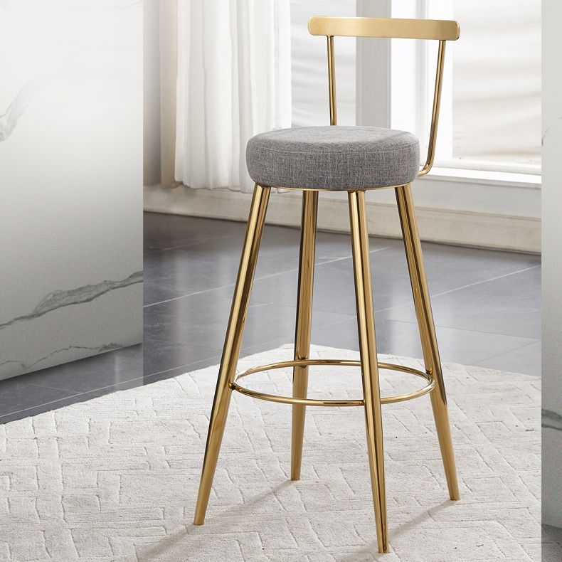 Glam Round Counter Bar Stool Low Back Footrest Counter Stool with Gold Base