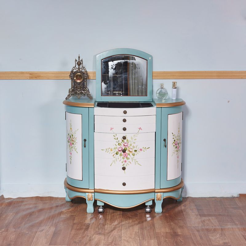 Victorian Style 31.8" Height 2 Drawers Vanity Set with Stool and Mirror