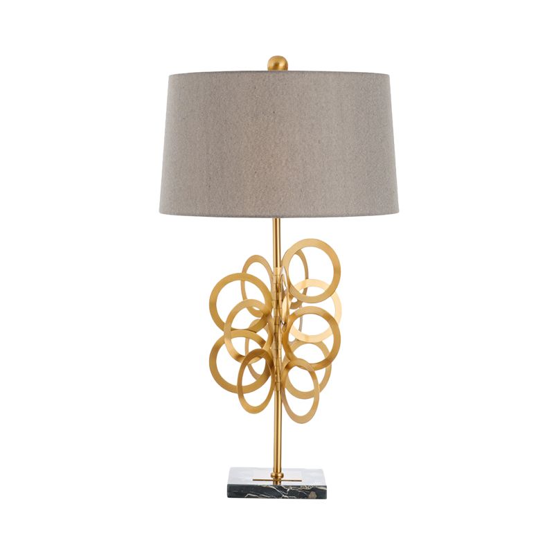 Postmodern vat nachtkastje lamp metaal 1 hoofd slaapkamer stof nachttafel verlichting in grijs