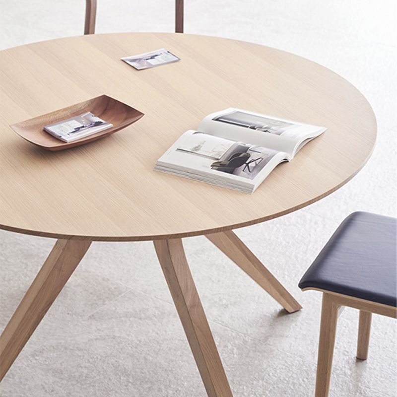 Natural Round Table Wooden Dining Room Kitchen Home Furniture with 4 Legs