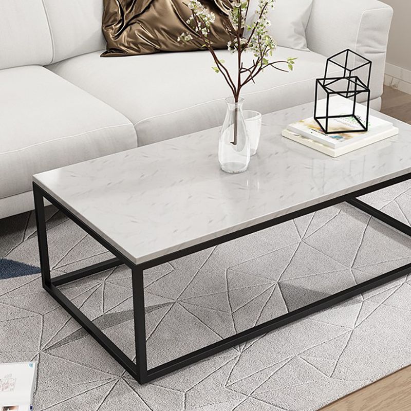 White Marble Coffee Table Glam Frame Coffee or End Table, 17.71" Wide