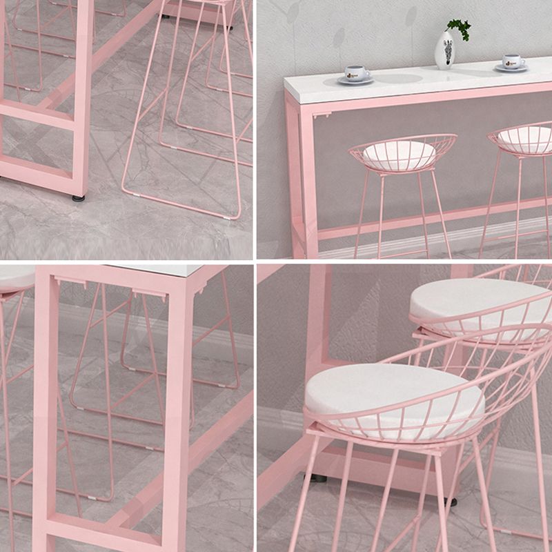 Modern 1/5 Pieces Bar Table Set Rectangle Stone Counter Table for Milk Tea Shop