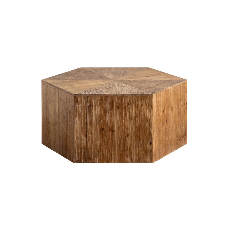 Block Coffee Table Solid Wood Natural Color Coffee Table for Living Room