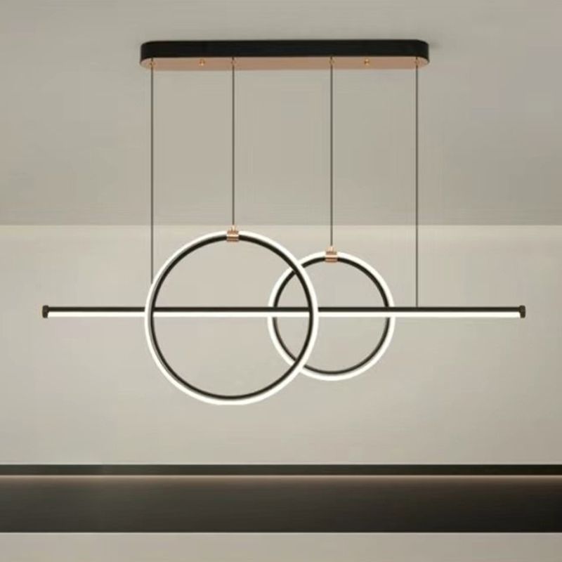 Contemporary 3-Light Golden Kitchen Island Lighting LED Linear Ceiling Light