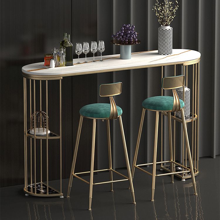Round Scandinavian Low Back Counter & Bar Stool Metal Counter Chair with Cushion