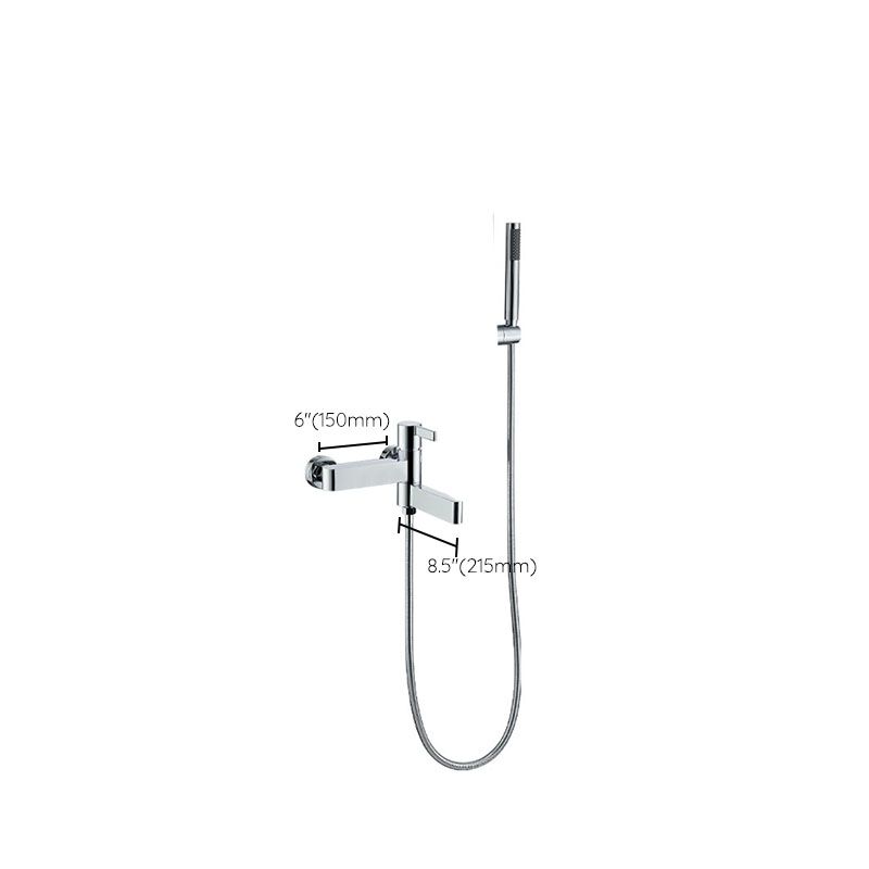 Contemporary Chrome Bath Faucet Trim Swivel Wall Mounted with Hand Shower