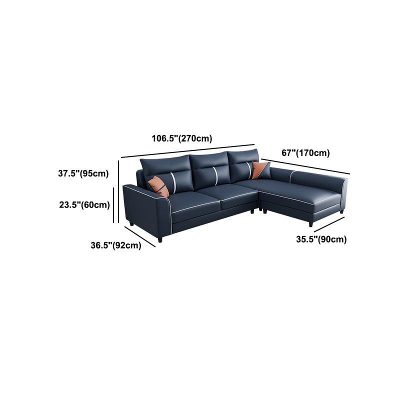 Square Arm Blue Removable Cushions Contemporary Stain-Resistant Sofa