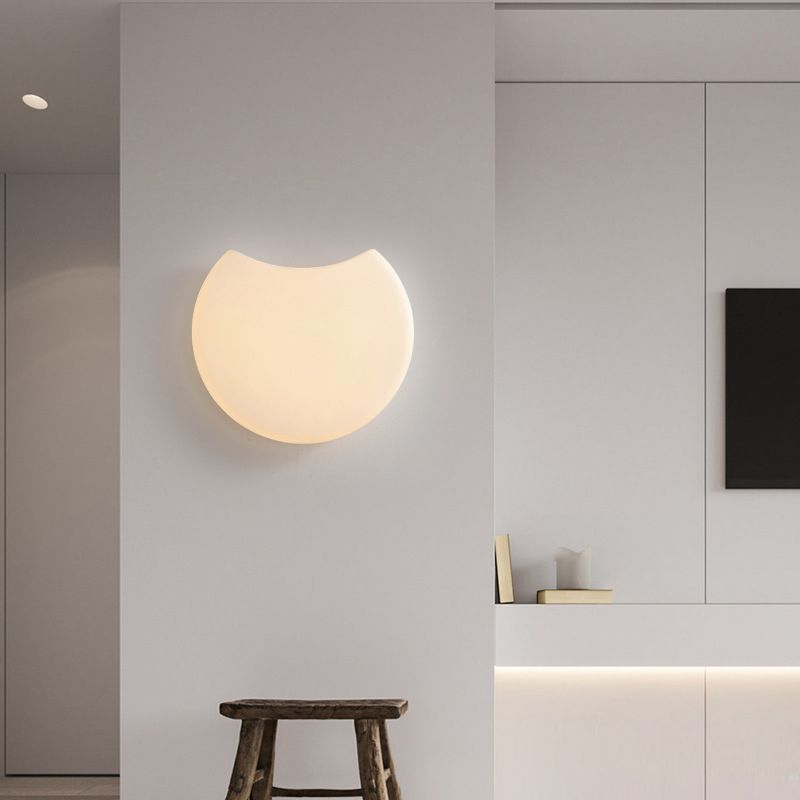 Modern Metal Wall Sconce Moon Shape Wall Light with Plastic Shade for Bedroom