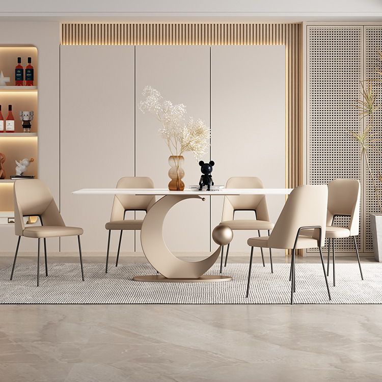 Nordic Sintered Stone Top Dining Set Rectangle 1/3/4/5/6/7 Pieces Dining Room Table Set