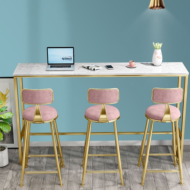 Living Room Bar Dining Table Gold Footrest Trestle Pub Height Dining Table, Only Table