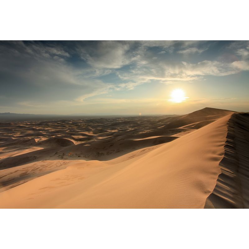 Smooth Huge Yellow Mural Modern Sunset and Sand Sea Scenery Wall Covering, Custom Made