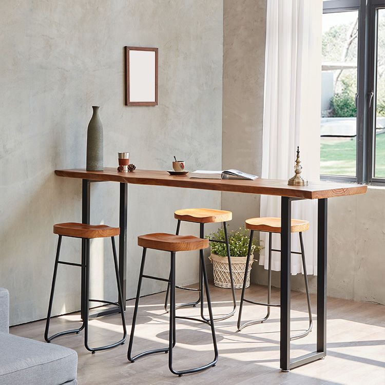 1/2/4/5 Pieces Industrial Rectangular Pub Table Set Wooden Counter Table with High Stools