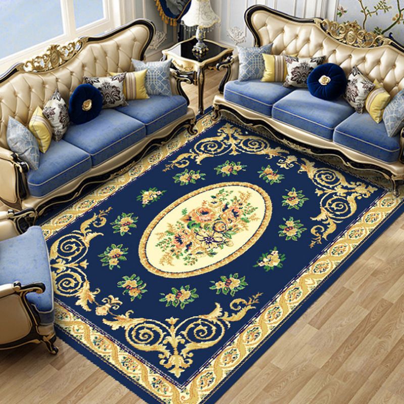 Fancy Chinoiserie Rug Multi Color Floral Area Carpet Non-Slip Backing Stain Resistant Pet Friendly Rug for Living Room