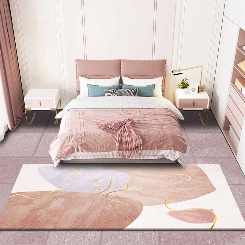 Pink Contemporary Rug Blending Color Lump Rug Stain Resistant Rug for Living Room