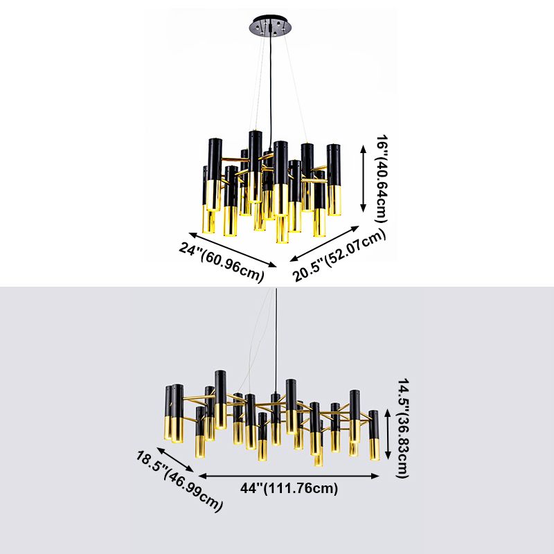 Postmodern metalen kroonluchter verlichtingsarmatuur zwart-gouden hanglamp voor zitkamer