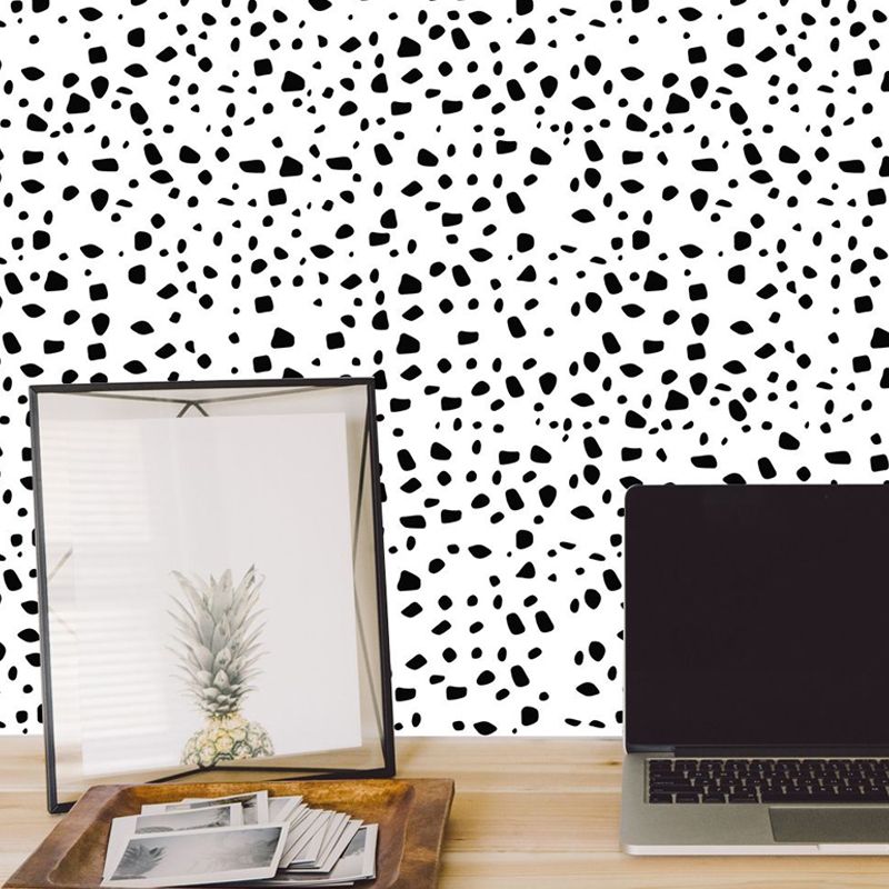 Leopard Print Wallpaper Panel Set Modern PVC Wall Decor in Grey on White, Self Adhesive
