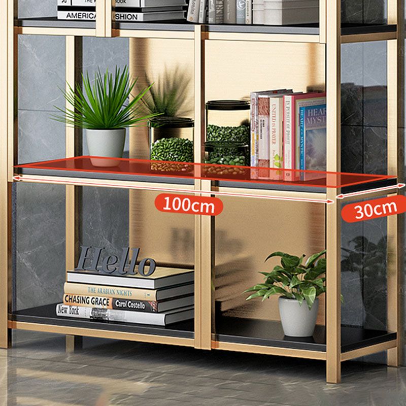 Modern Metal Bookshelf Etagere Open Shelf Bookcase in Burnish