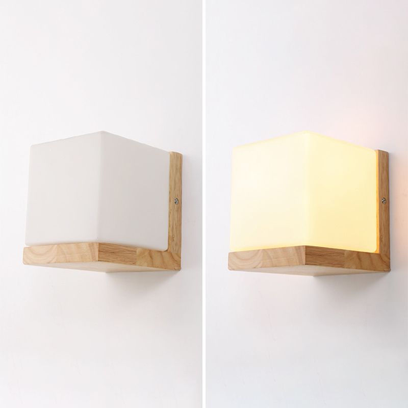 Madera de sombra geométrica luces de pared moderna simple 1 cabeza de montaje de pared de la pared en blanco