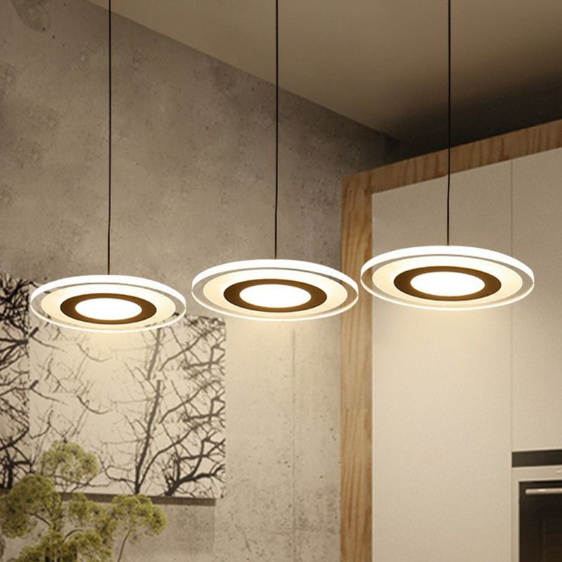 Ultrathin Dining Room Multi Light Pendant Acrylic 3 Heads Modern LED Hanging Lighting in Clear