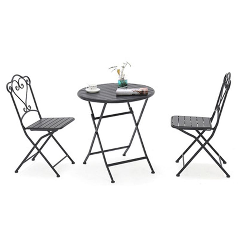 Modern 1/3 Pieces Metal Picnic Table Reclaimed Wood Picnic Table Set