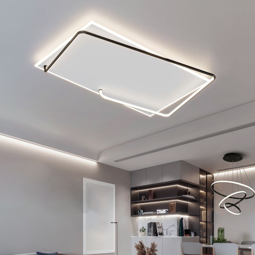 Rechteckige Minimalismus-LED-Unterputz-Deckenleuchte aus Aluminium für das Wohnzimmer