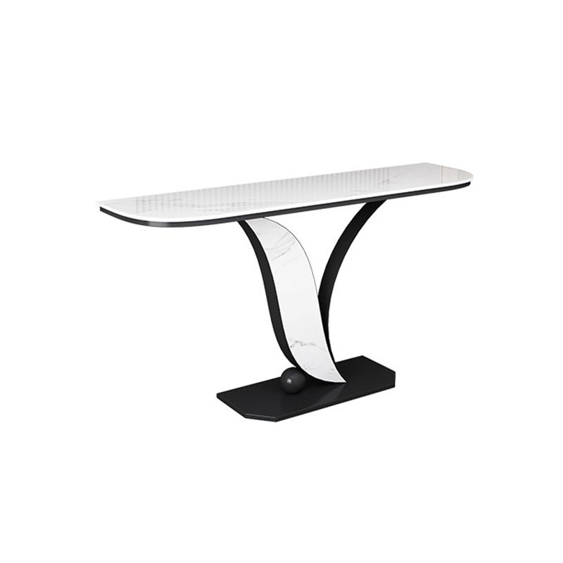 Glam Metal Half Moon Sofa Console Table Scratch Resistant Pedestal White Console Table