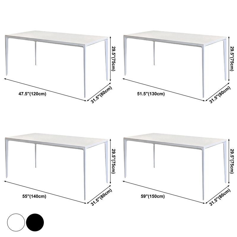 Zeitgenössischer Stil zu Hause gesinterte Stein Esstisch Rechteck Form Tisch mit metallischer Basis