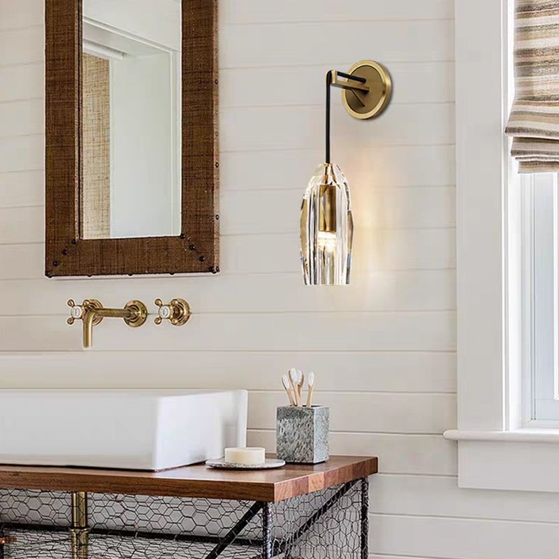 Geometric Shape Crystal Wall Sconces Modern 1 Light Wall Mount Light Fixture in Brass