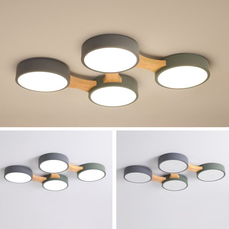 Moderne minimalistische LED-plafondlamp Houten Spoetnik Inbouw met acrylkap
