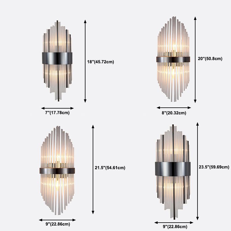 2-Bulb Postmodern Style Crystal Wall Mounted Lamp for Corridor Half Shade Wall Light Fixture