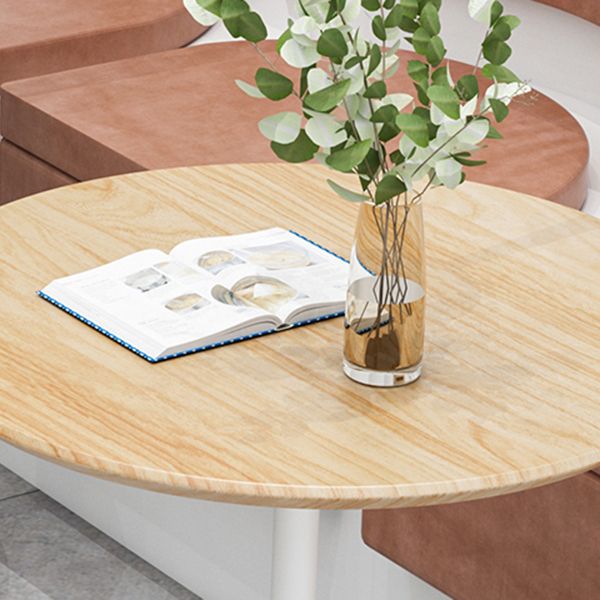 Metal Modern Round Dining Table Pine Wood Top Table for Kitchen