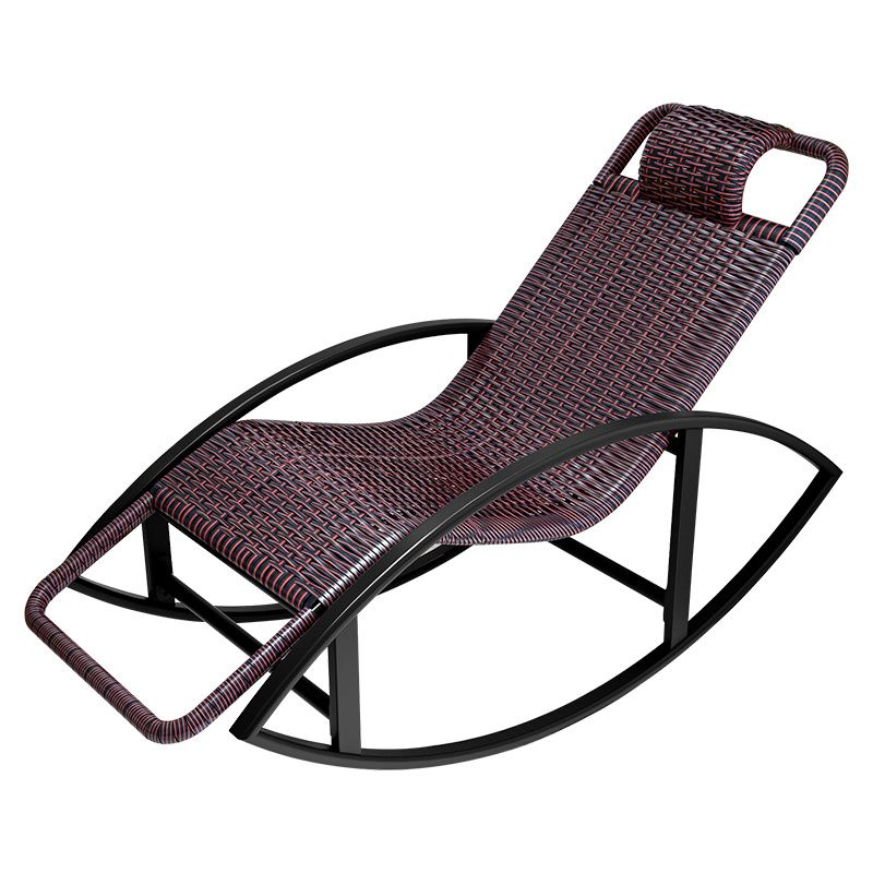 Creative Recliner Chair Wicker Outdoor Rocker Chair with Dark Legs