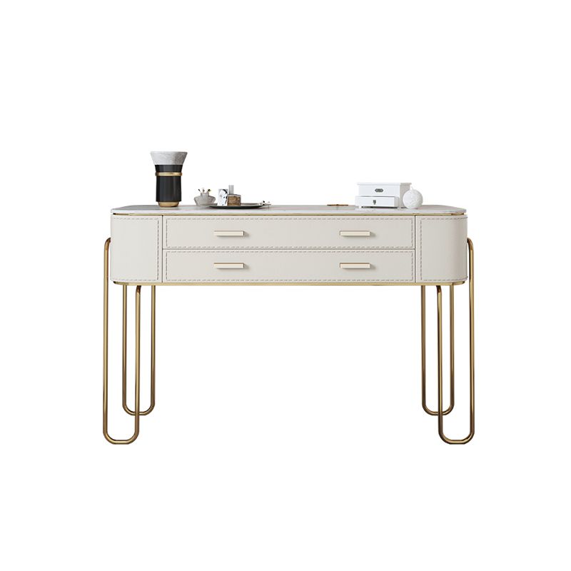 Glam Beige Makeup Dressing Table Stool Set Slate Top Vanity Tables