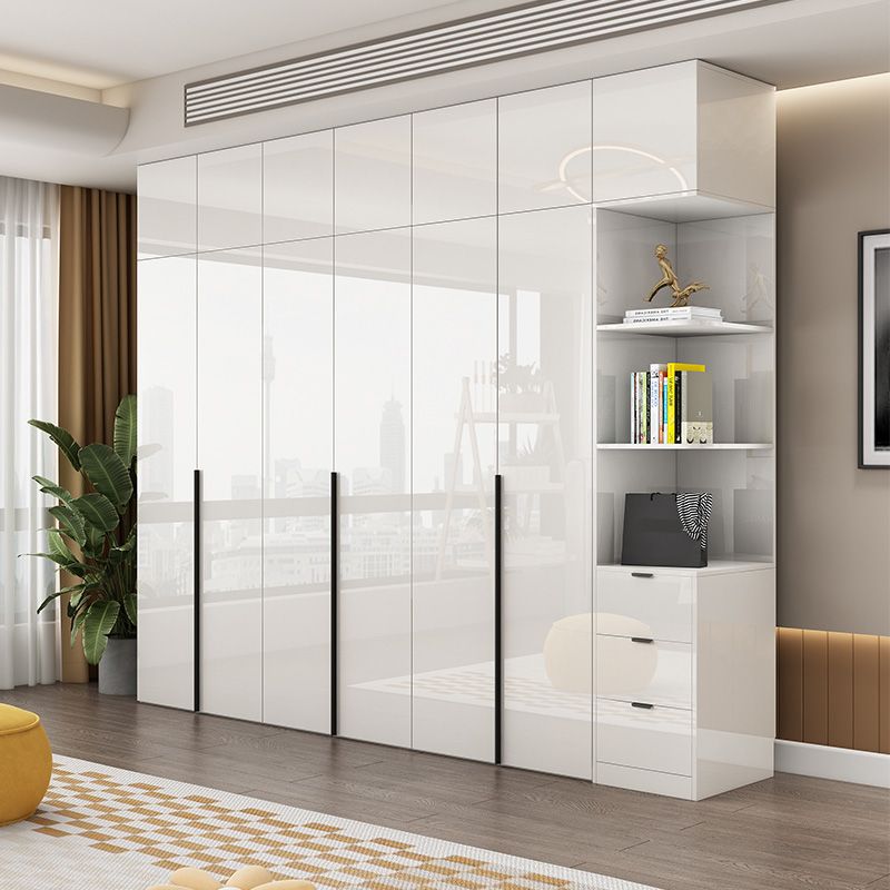 White Colour Wooden Wardrobe Soft Close Drawer Wardrobe Closet for Bedroom